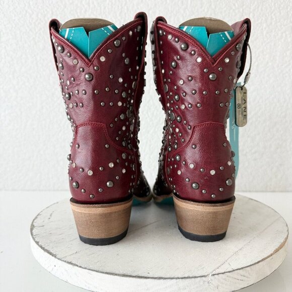 NEW Lane SPARKS FLY Womens Cowboy Bootie 5 Red Western Cowgirl Boots Pointed Toe - Picture 3 of 10